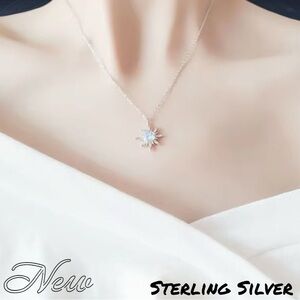 New .925 Silver Plated Moonstone Star Charm Pendant Necklace
